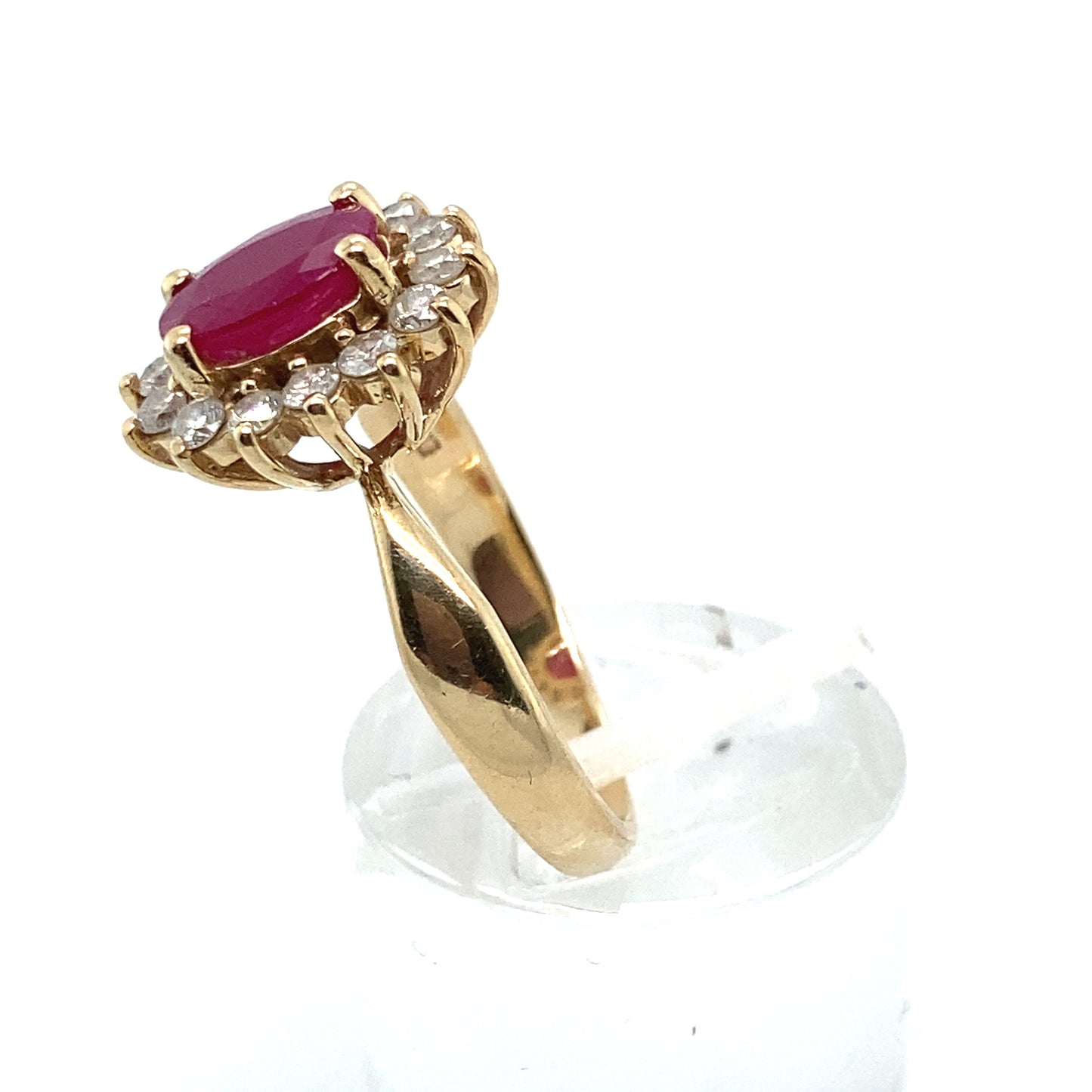 14k yellow gold ring with Ruby and Diamonds.