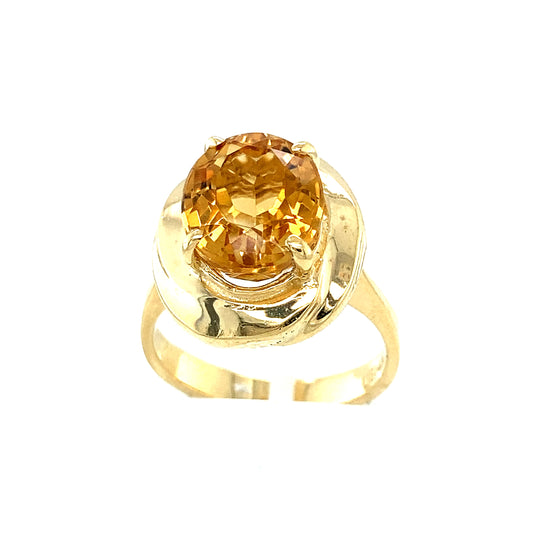 14K Yellow Gold Citrine Cocktail Ring
