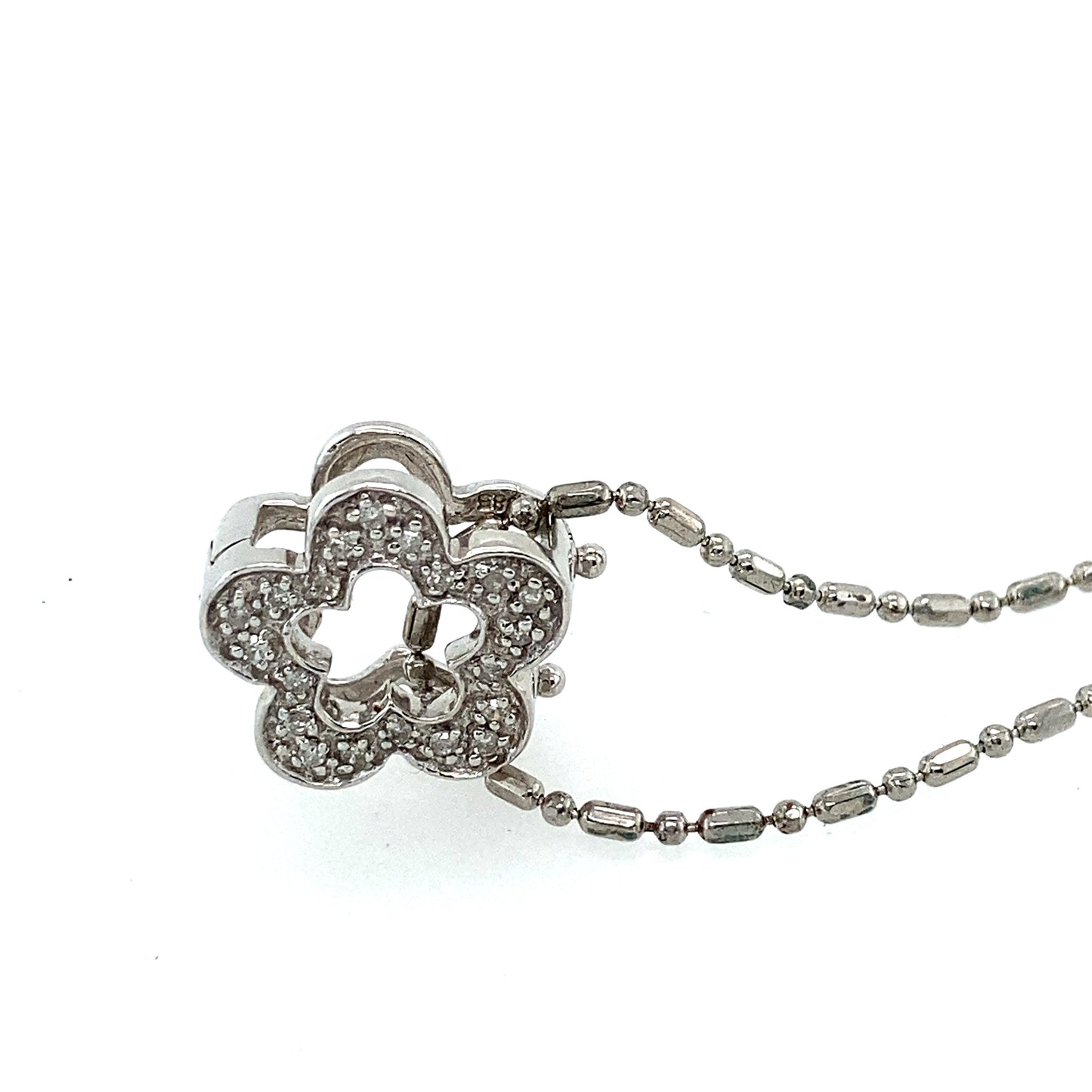 Necklace 14k white gold, diamond, chain