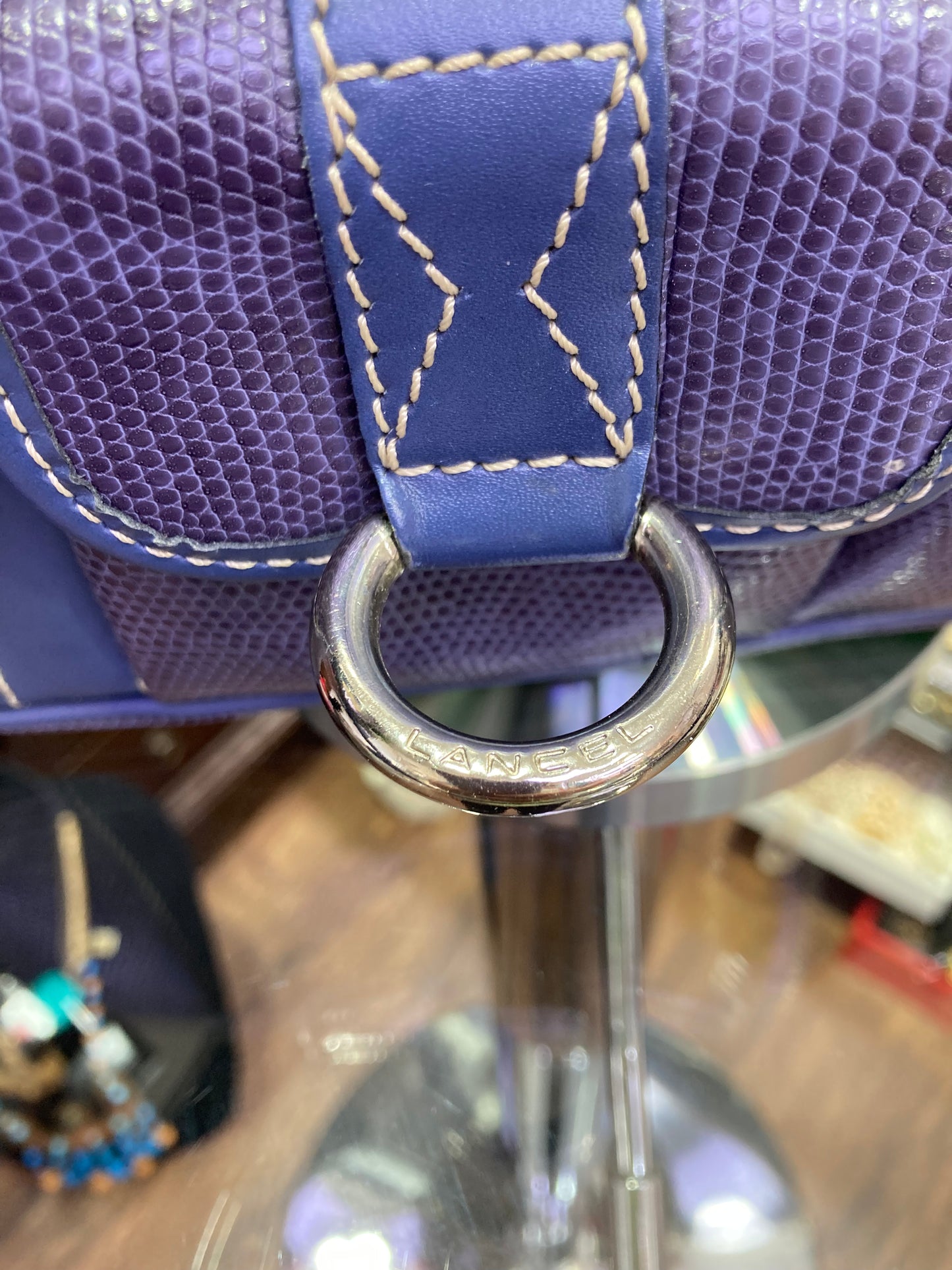 Lancelot Designer Handbag leather purple color
