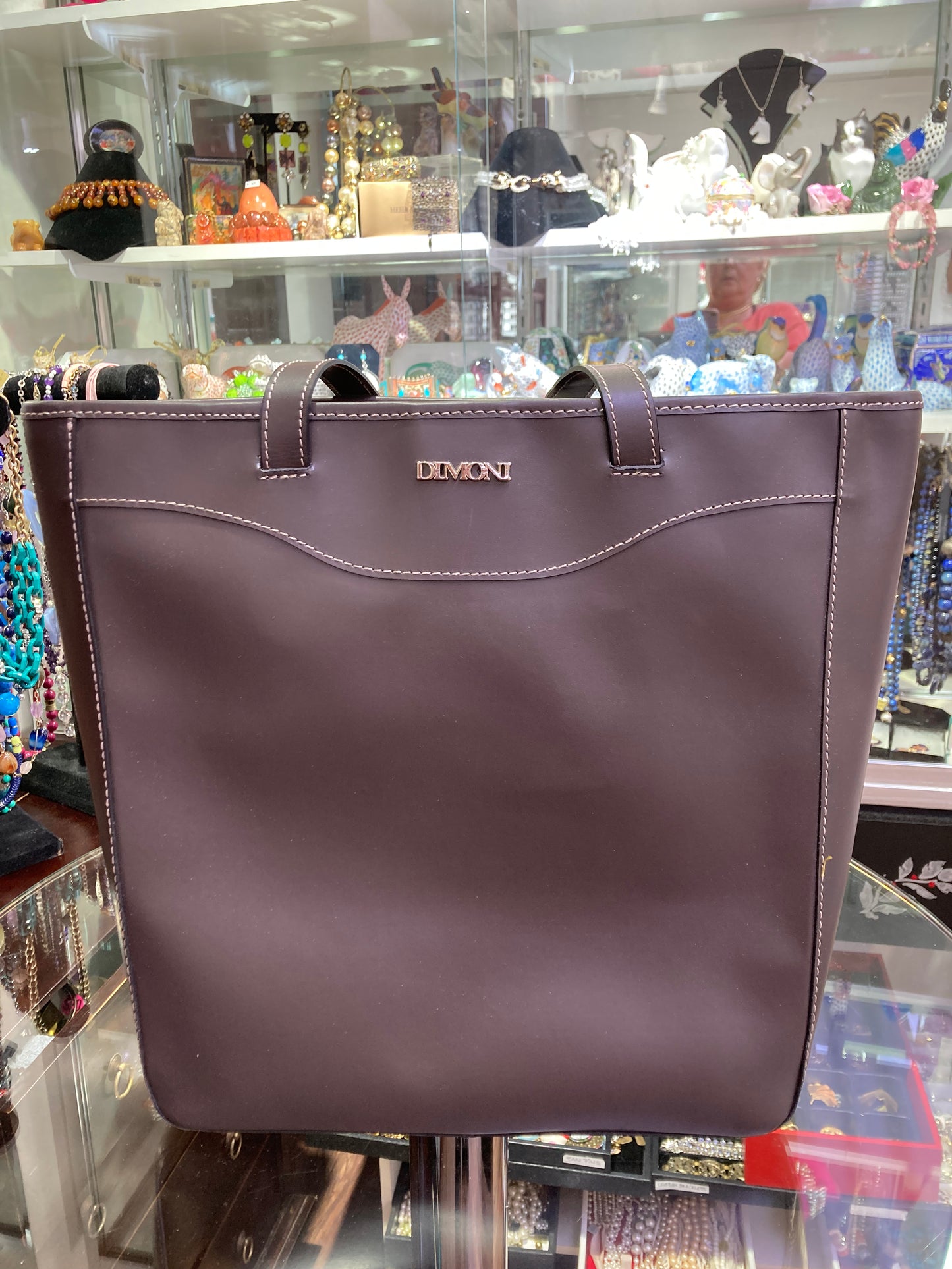 Dimoni Designer Handbag leather brown color