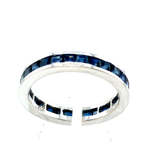 14K White Gold with high quality Sapphire Forever Band