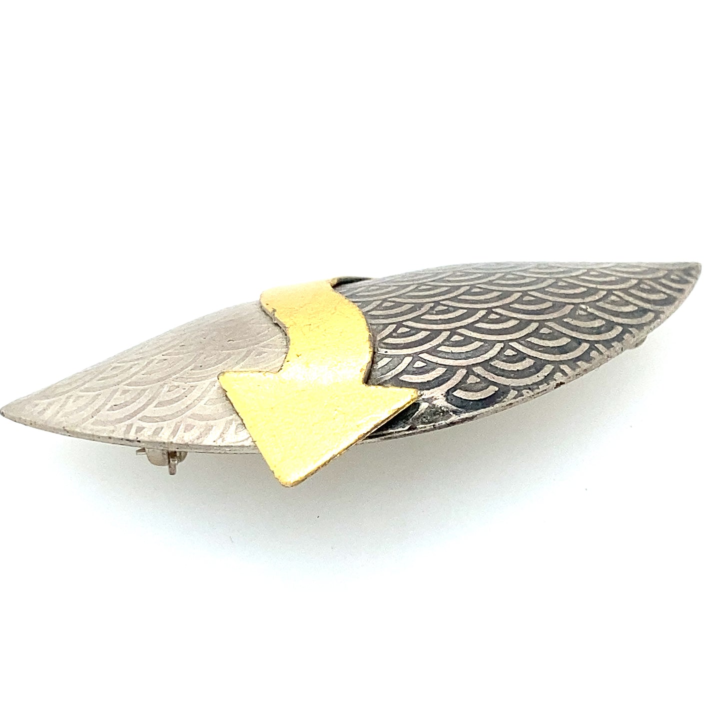 Designer brooch Sterling Silver design with 22k yellow gold.