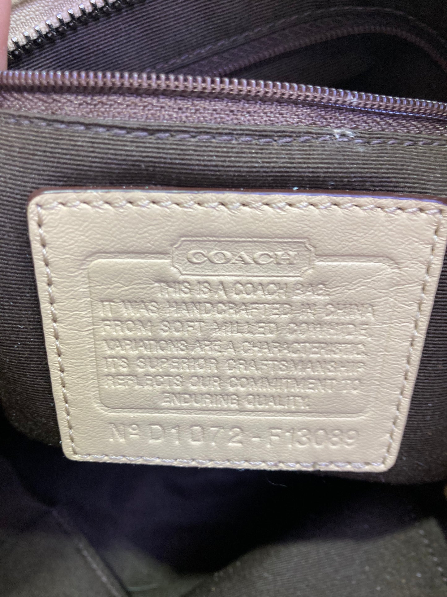 Coach Designer Handbag leather beige color