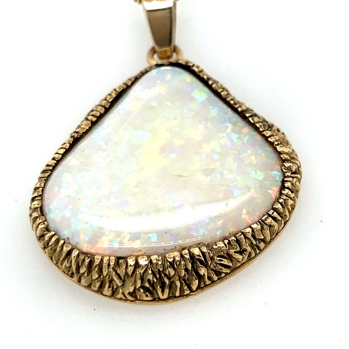 14 k white gold pendant with a huge fire opal stone. Beautiful vintage art deco pice.