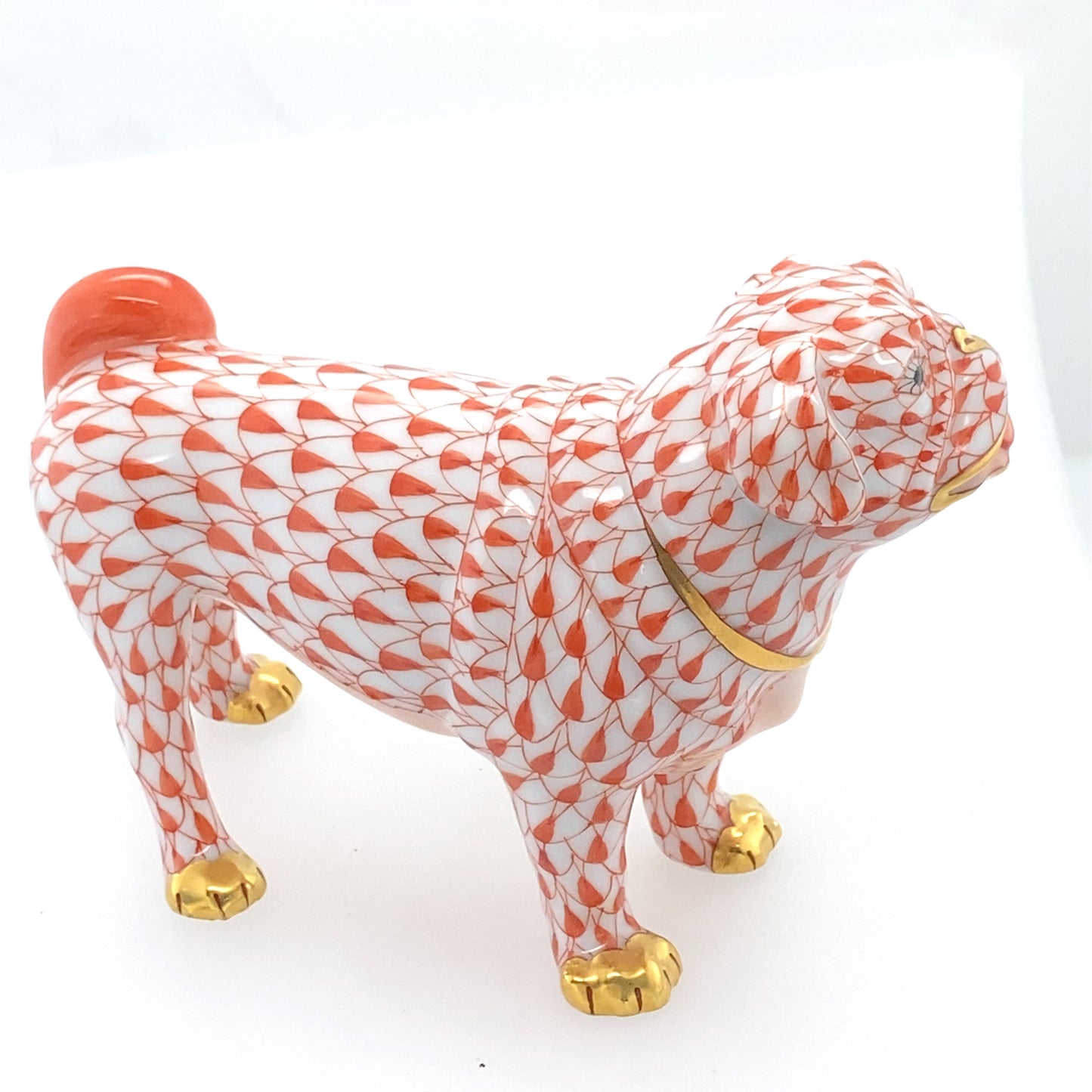 Herend from Hungary French Bulldog porcelain figurine. Hand painted. Designed with gold.