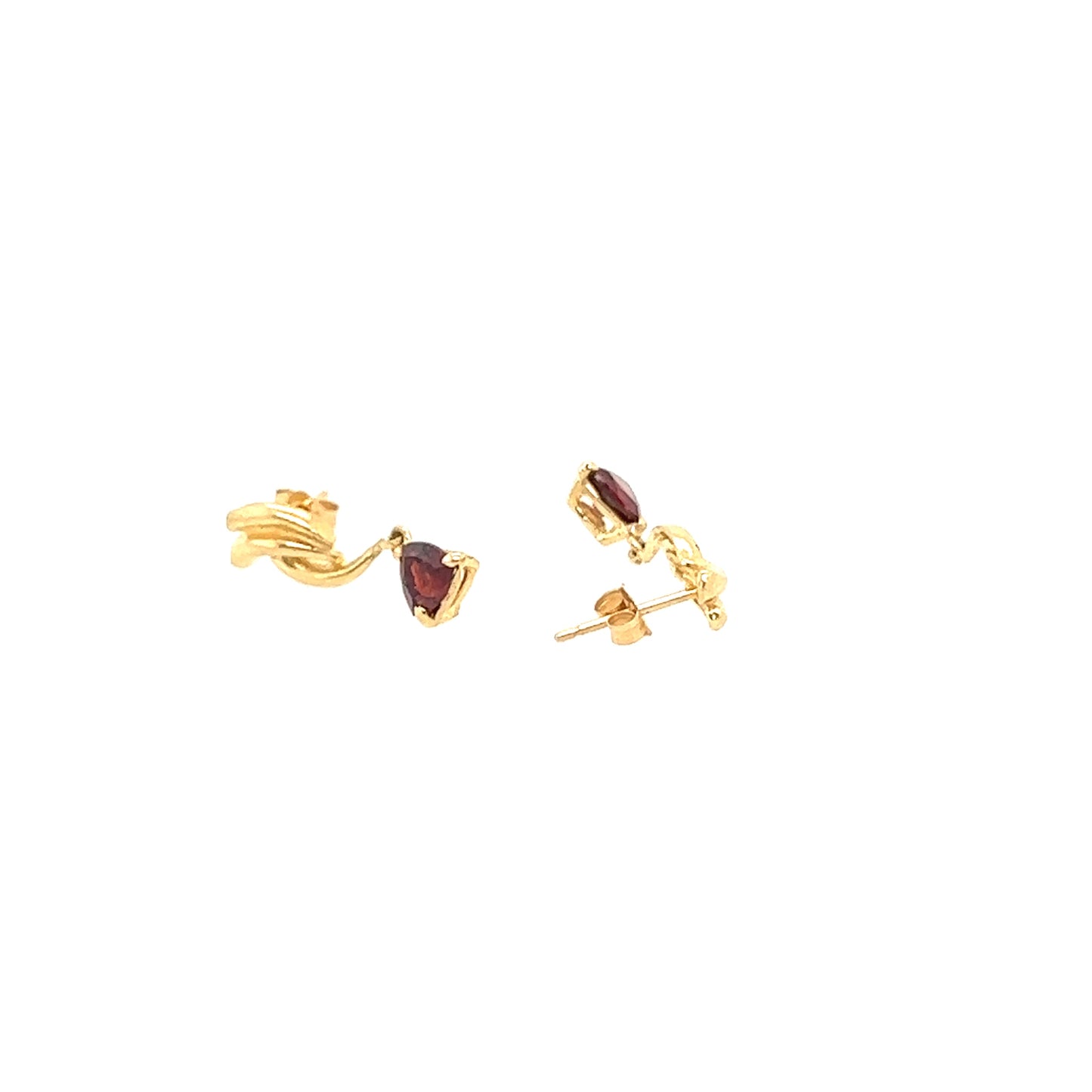 14K Yellow Gold Garnet Drop Earrings