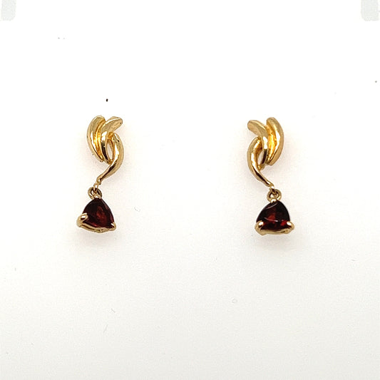 14K Yellow Gold Garnet Drop Earrings