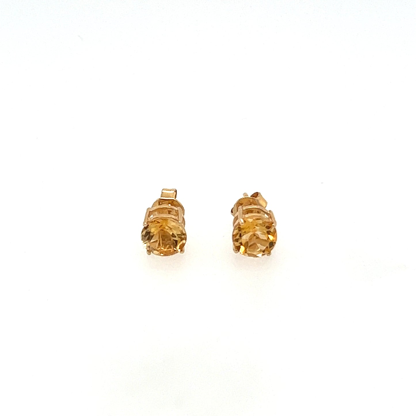 14K Yellow Gold Citrine Stud Earrings
