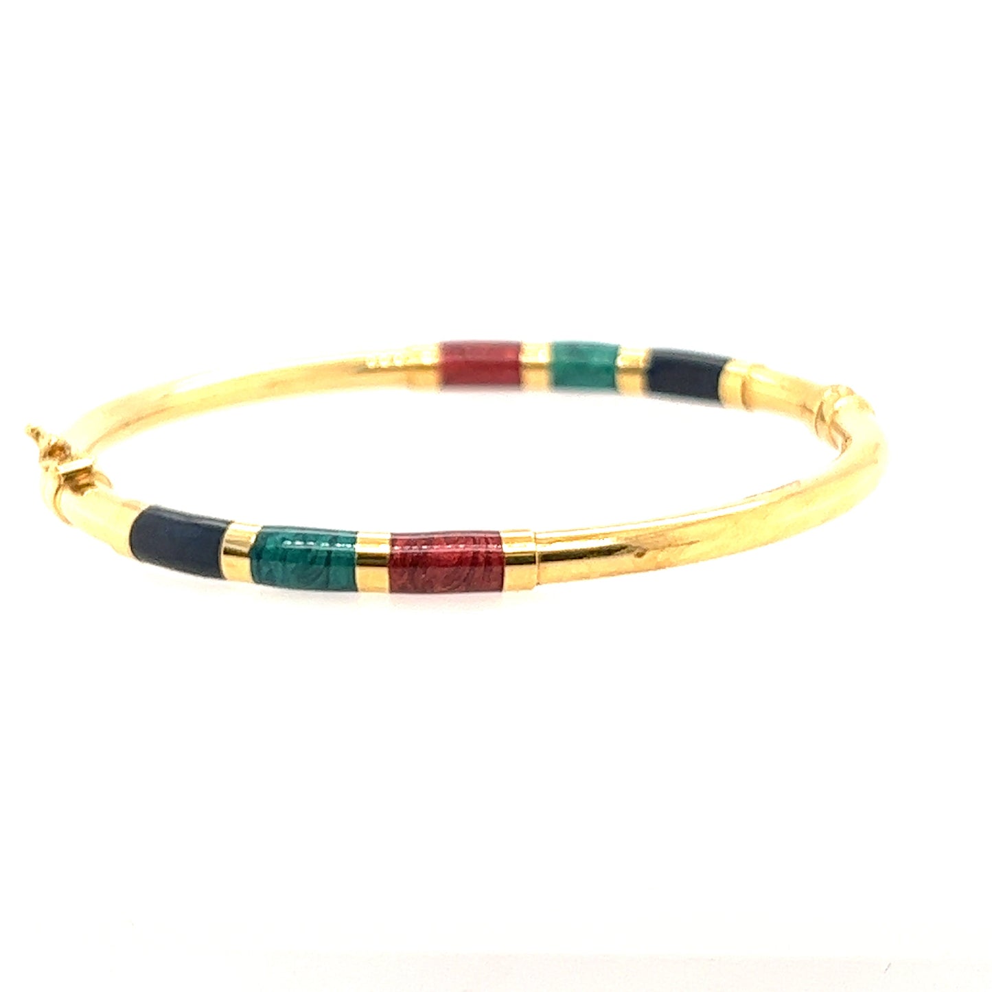 14K Yellow Gold Bangle Bracelet designed with enamel. Very nice pice you can wear everyday.