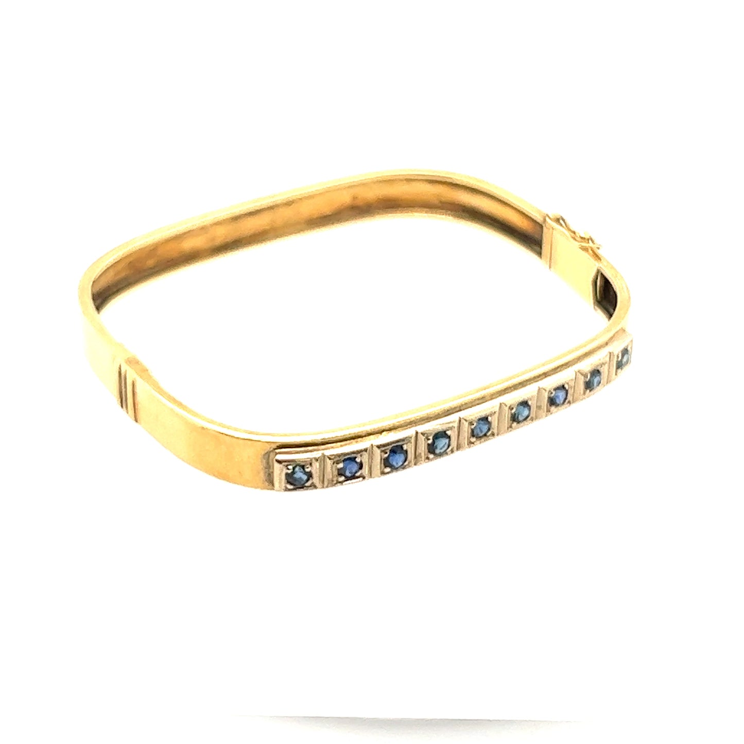 14K Yellow Gold Sapphire Square Bangle Bracelet. Very elegant pice from Italy.