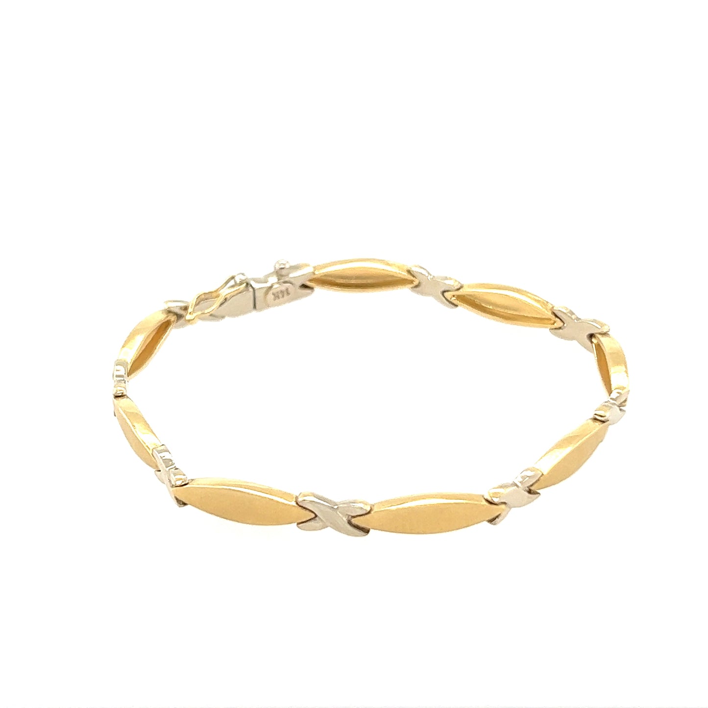14 k elegant combination Yellow and White Gold Tennis Bracelet from Italy