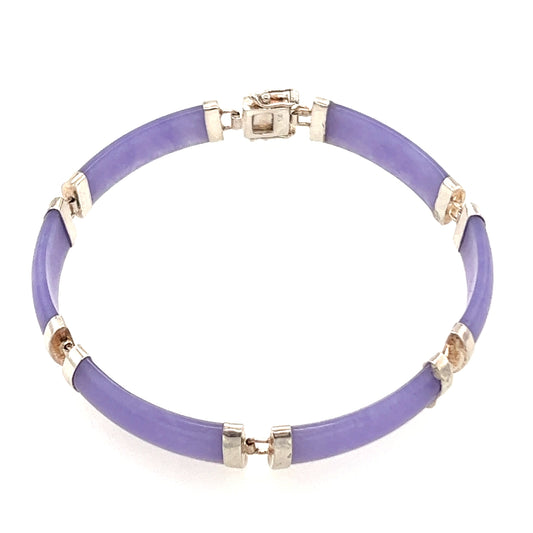 Sterling Silver 925 Purple Jade Bracelet