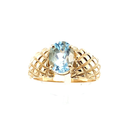 14K Yellow Gold Aquamarine Ring