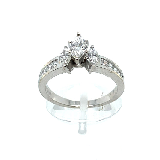 14K White Gold Marquis Cut Diamond engagement ring. Size is 7 but we can size the ring.