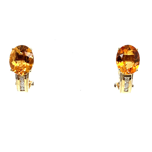 14K Yellow Gold Citrine Diamond Earrings