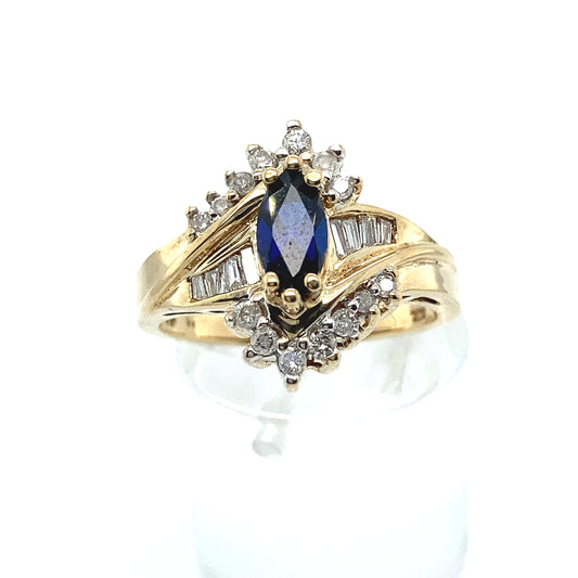 14K Yellow Sapphire and Diamond Ring