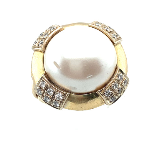 18K Yellow Gold Diamond Mabé Pearl Ring