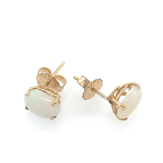 14K Yellow Gold Opal Stud Earrings