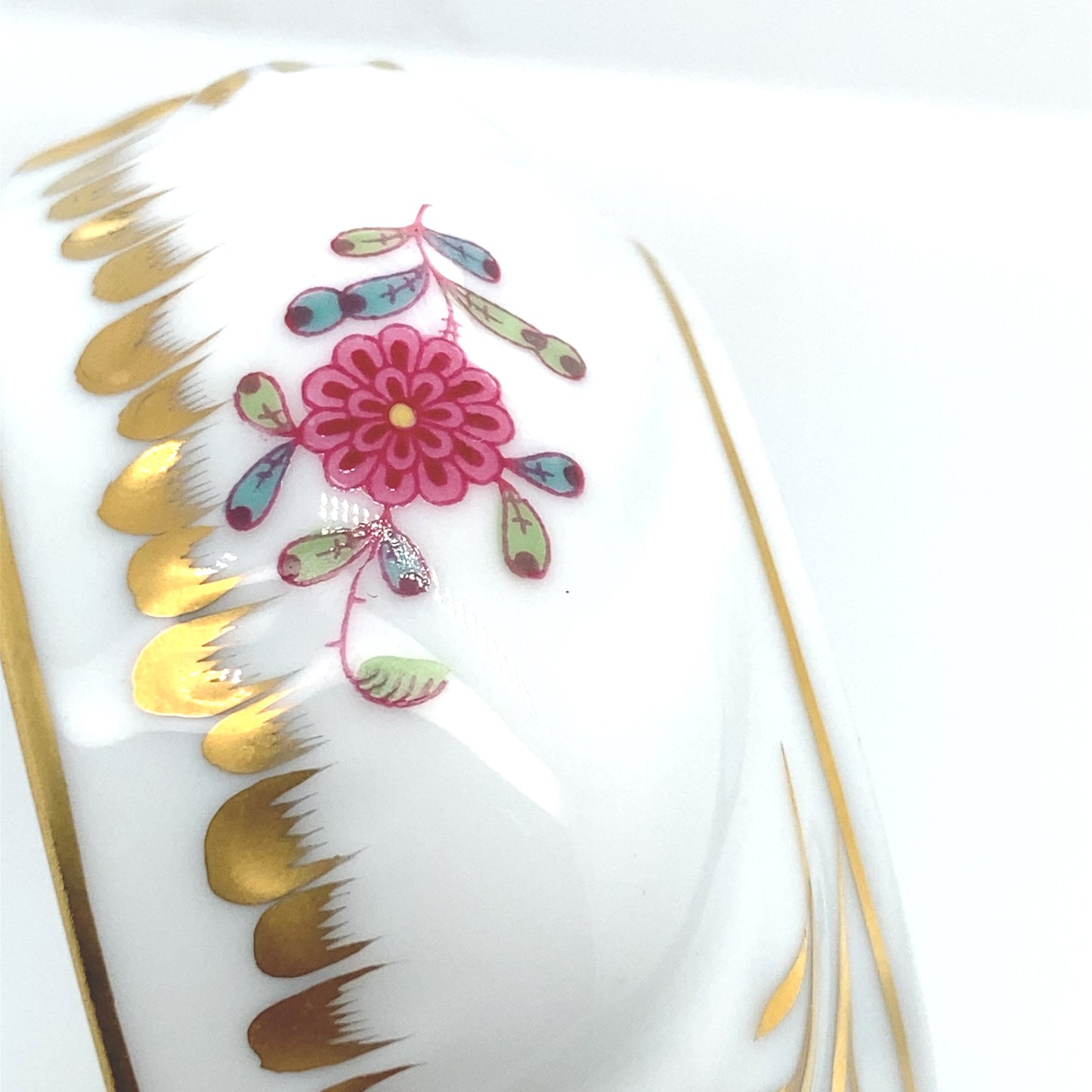 Herend jewelry or candy box from Hungary.  Hand painted designed with gold. Beautiful piece.