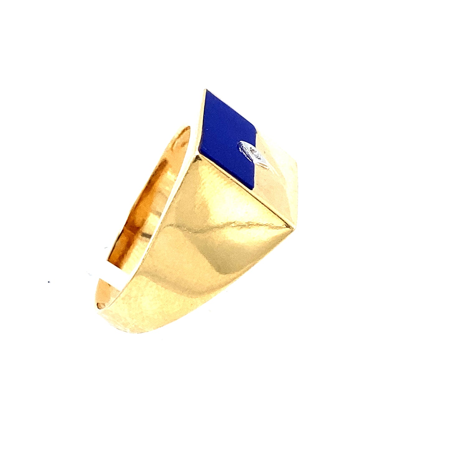 14K Yellow Gold Blue Lapis Diamond Ring