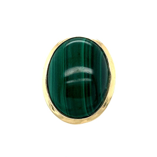 14K Yellow Gold Malachite Cabochon