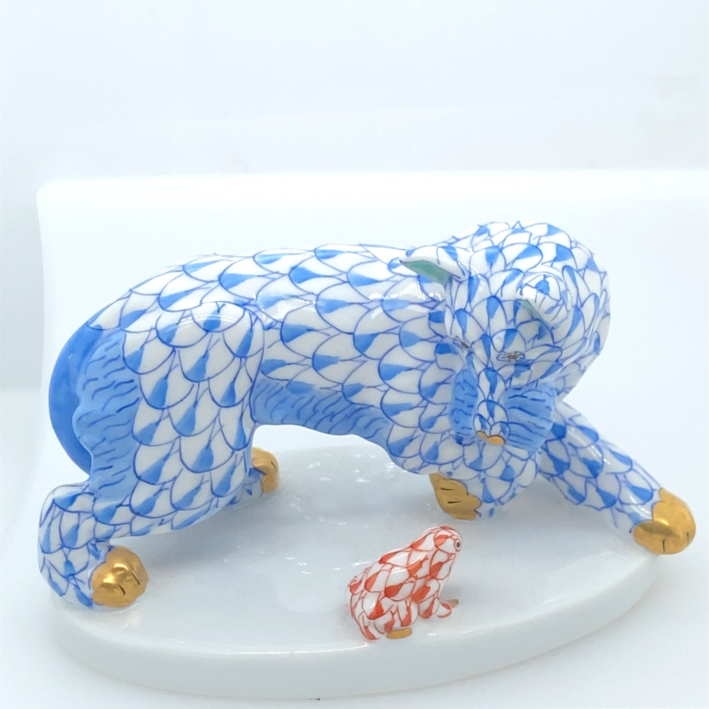Herend from Hungary. Hand painted figurines.          Fox & frog design with gold.