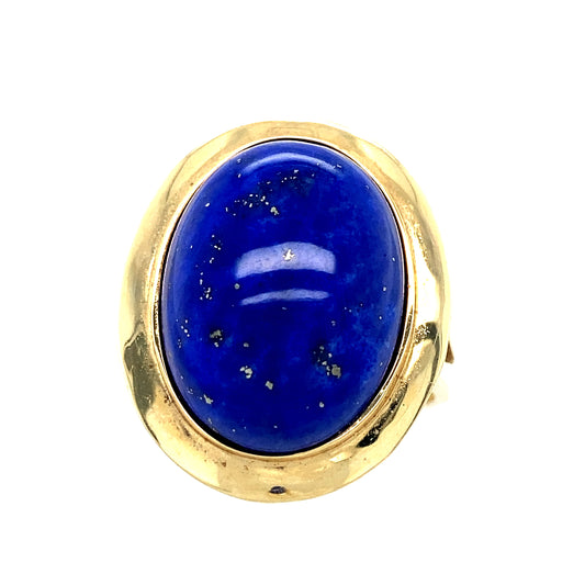 14K Yellow Gold Blue Lapis Cabochon Ring