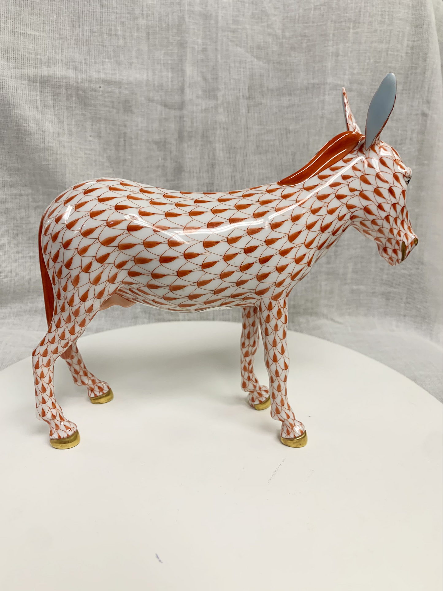 Herend figurine from Hungary Donkey. Hand painted, designed with gold.