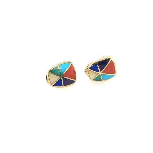 14K Yellow Gold Multi-Stone Earrings