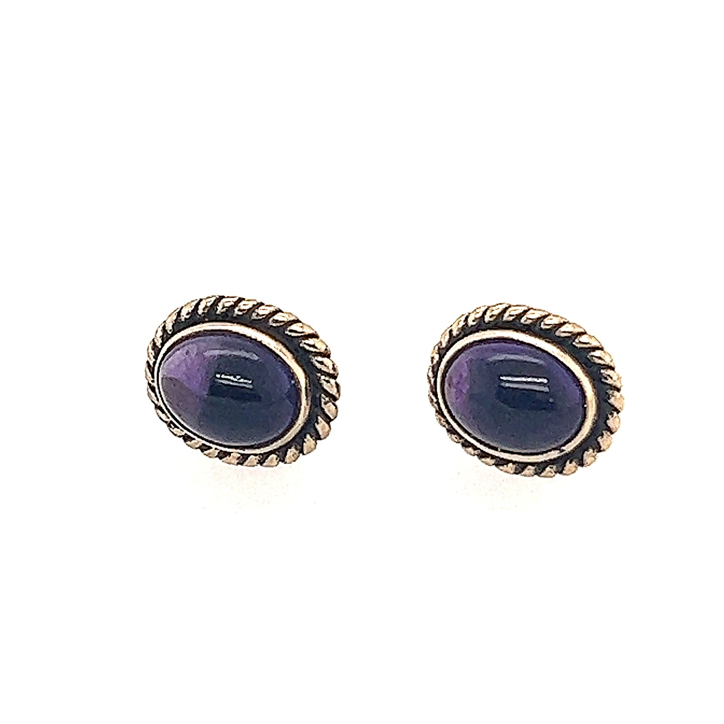 14K Yellow Gold Amethyst Stud Earrings