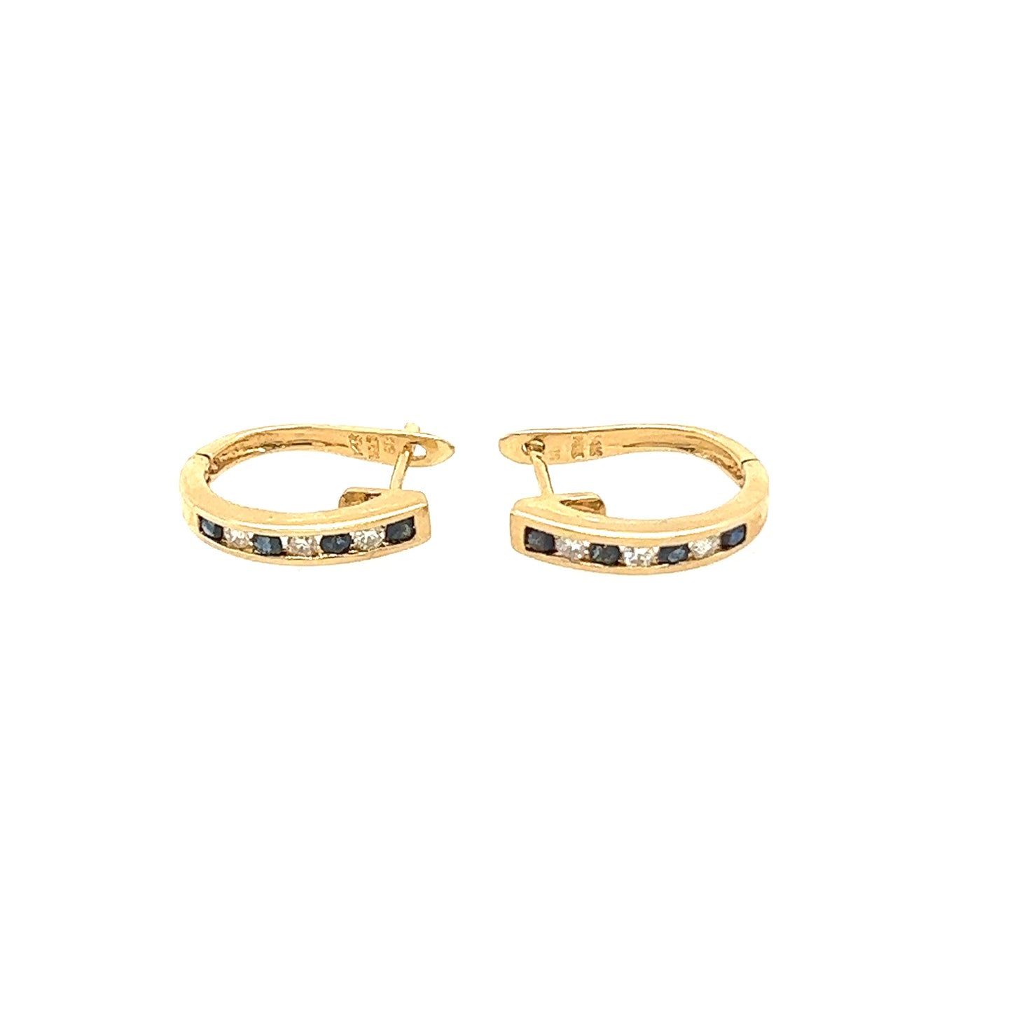 14K Yellow Gold Diamond Sapphire Earrings