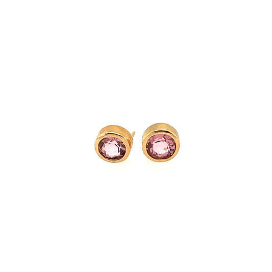 18K Yellow Gold Morganite Stud Earrings