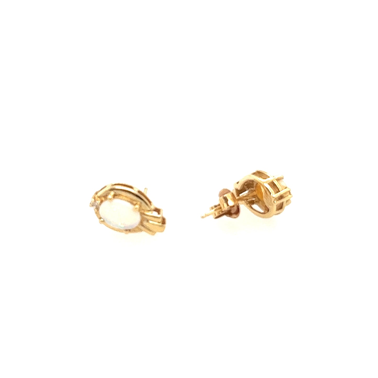 18K Yellow Gold Opal Stud Earrings