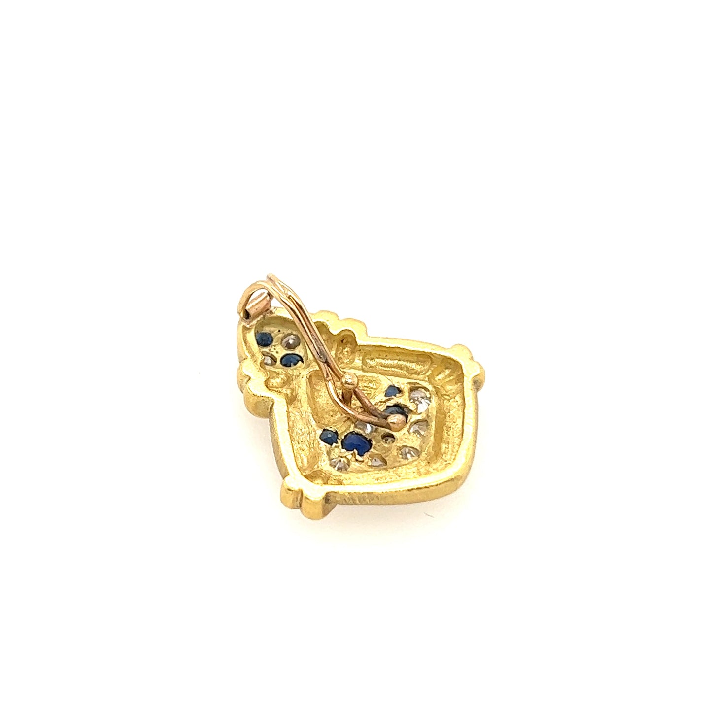 18K Yellow Gold Sapphire Diamond Pendant