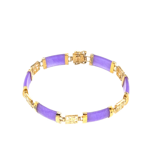 Sterling Silver 925 Gold Field Purple Jade Bracelet