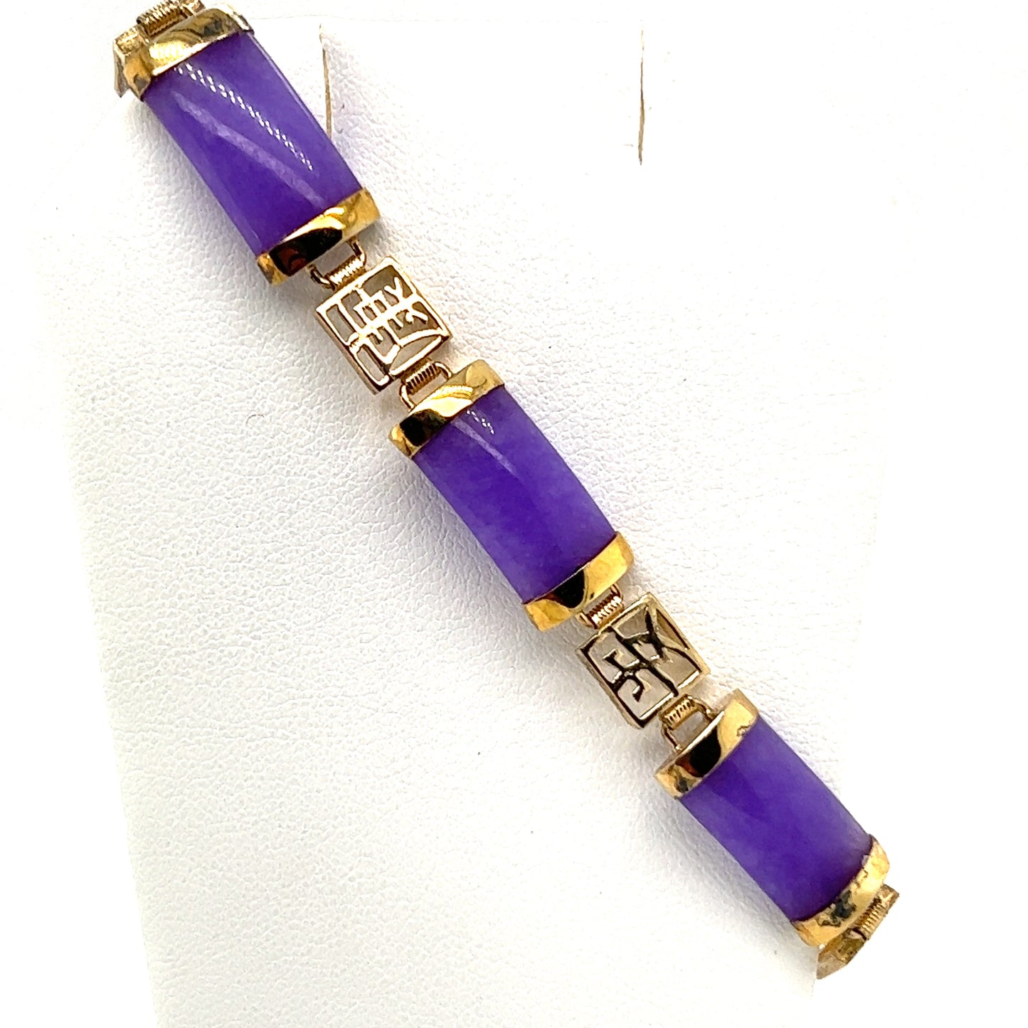 Sterling Silver 925 Gold Field Purple Jade Bracelet