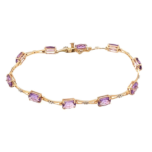 14K Yellow Gold Amethyst Bracelet