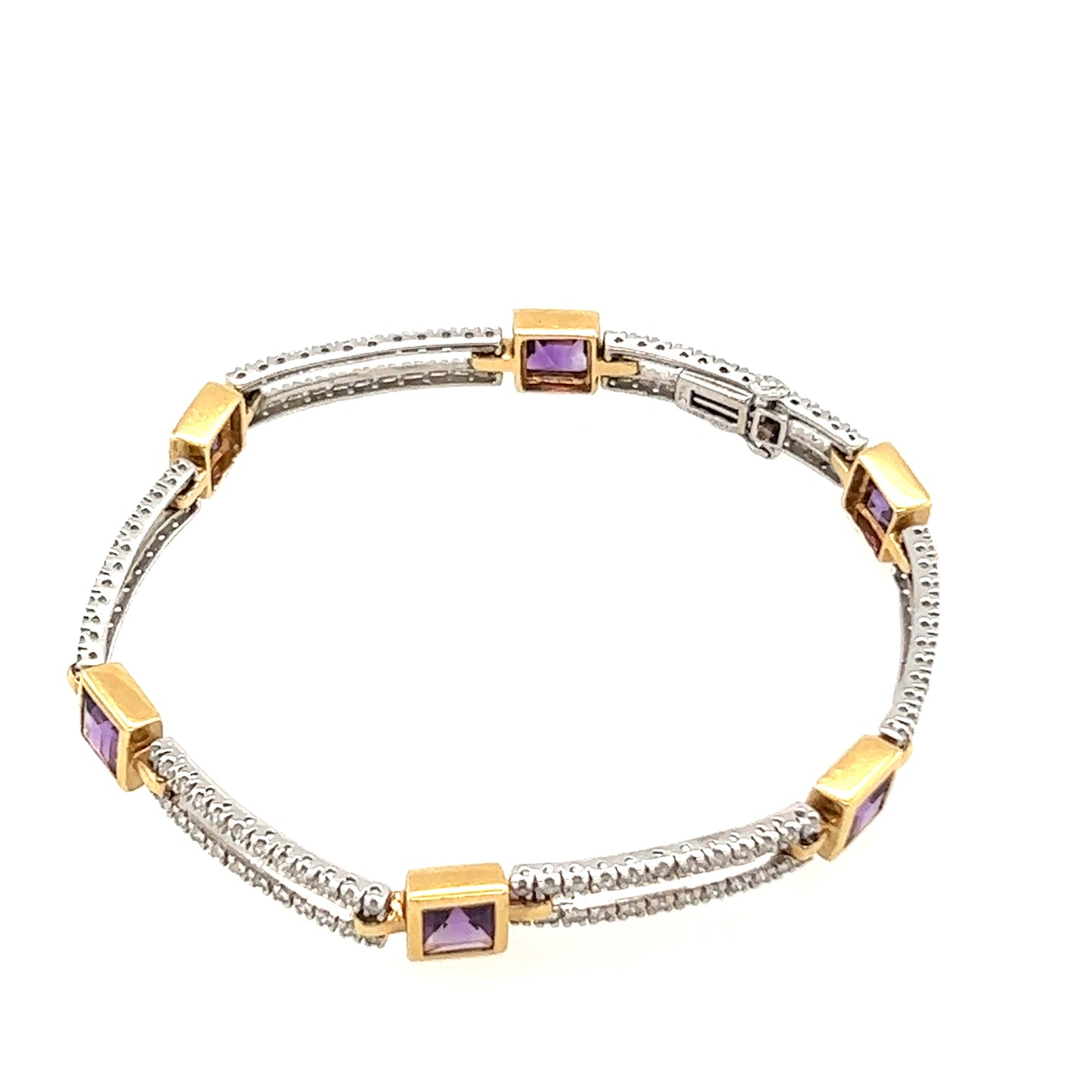 14K Yellow Gold and white gold Amethyst Diamond Bracelet very elegant pice.