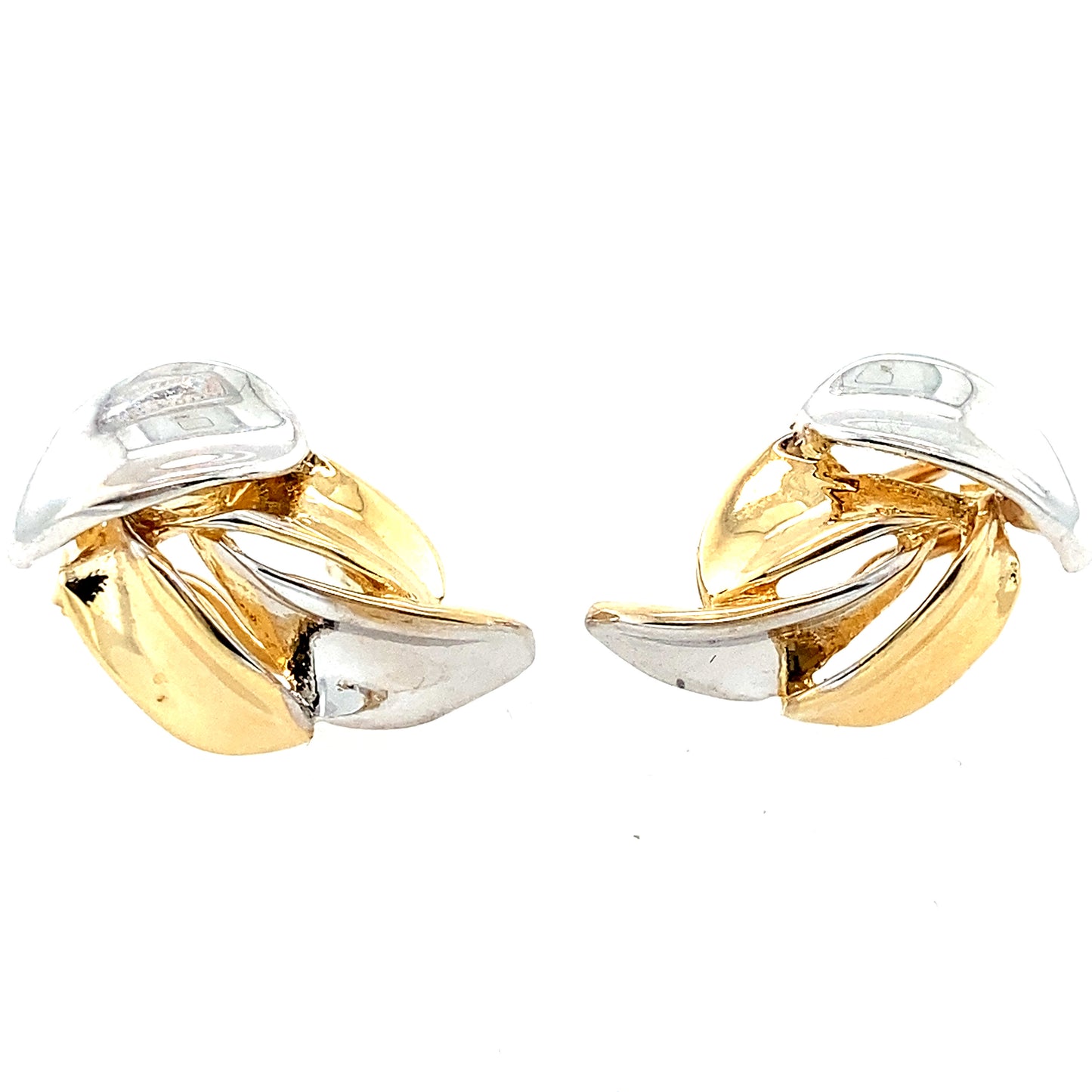 14K Yellow and White Gold Ribbon Earrings