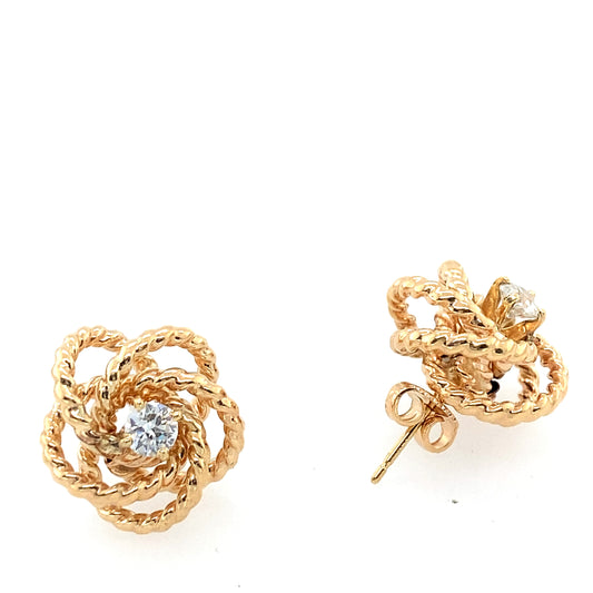 14K Yellow Gold Diamond Stud Earrings