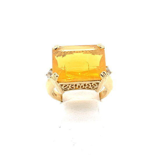 14K Yellow Gold Fire Opal Ring