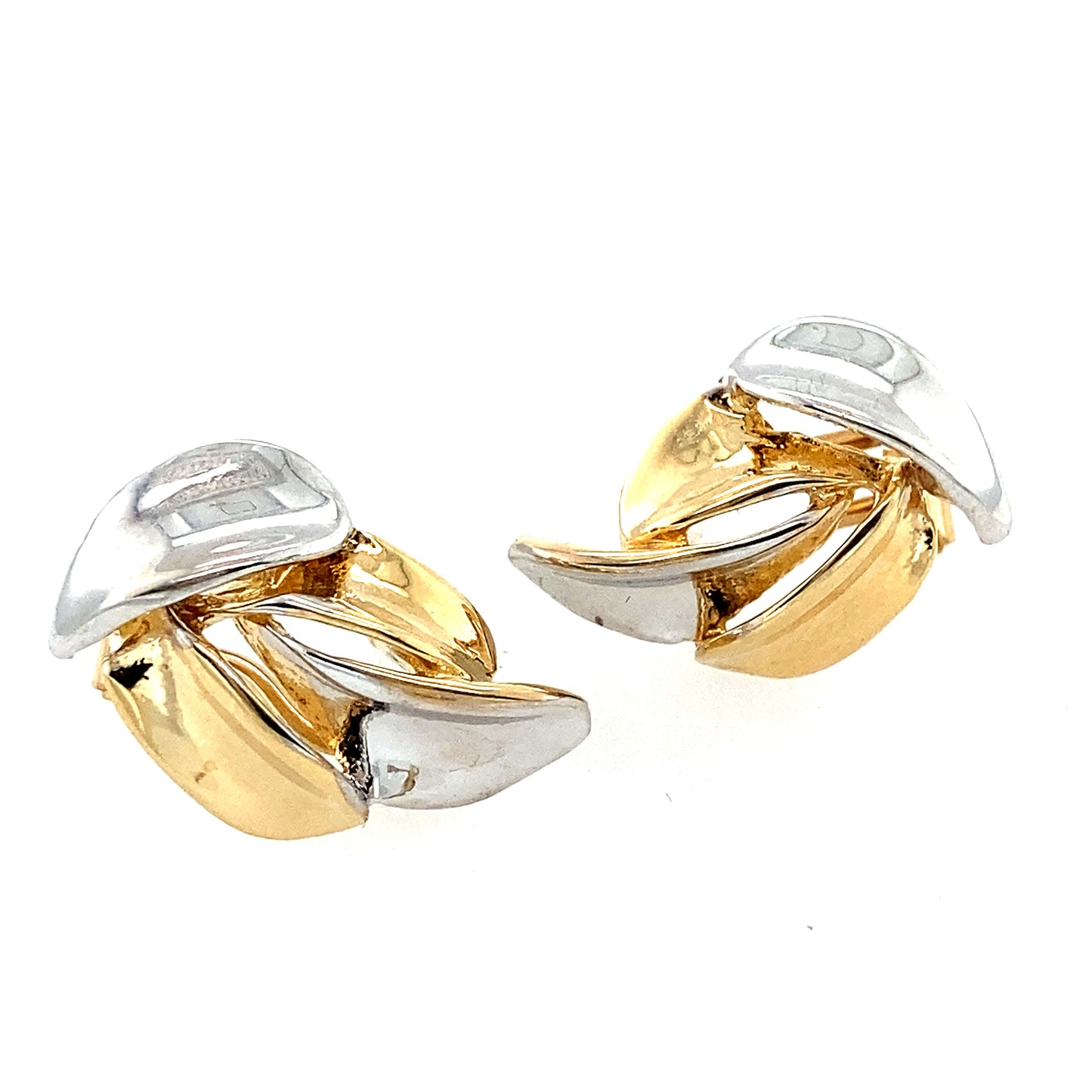 14K Yellow and White Gold Ribbon Earrings