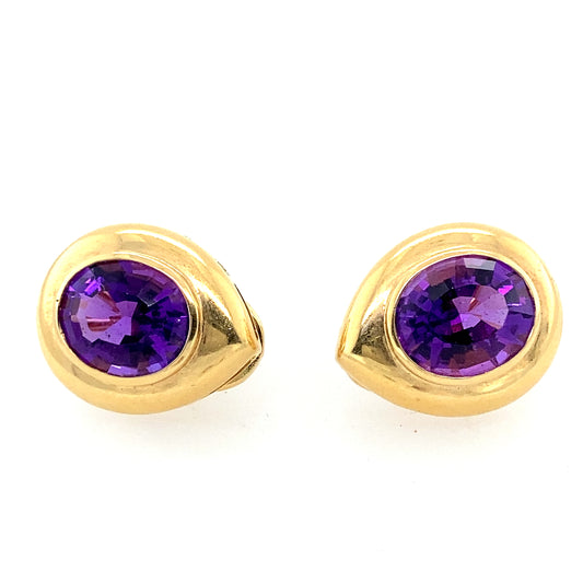 14K Yellow Gold Amethyst Earrings