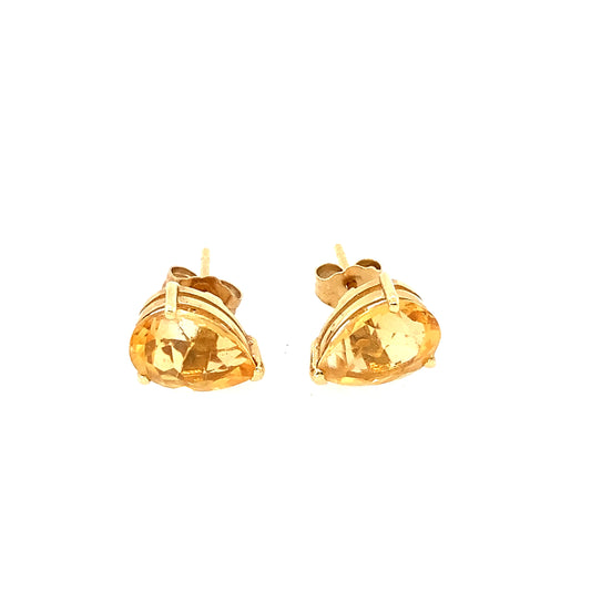 14K Yellow Gold Citrine Stud Earrings