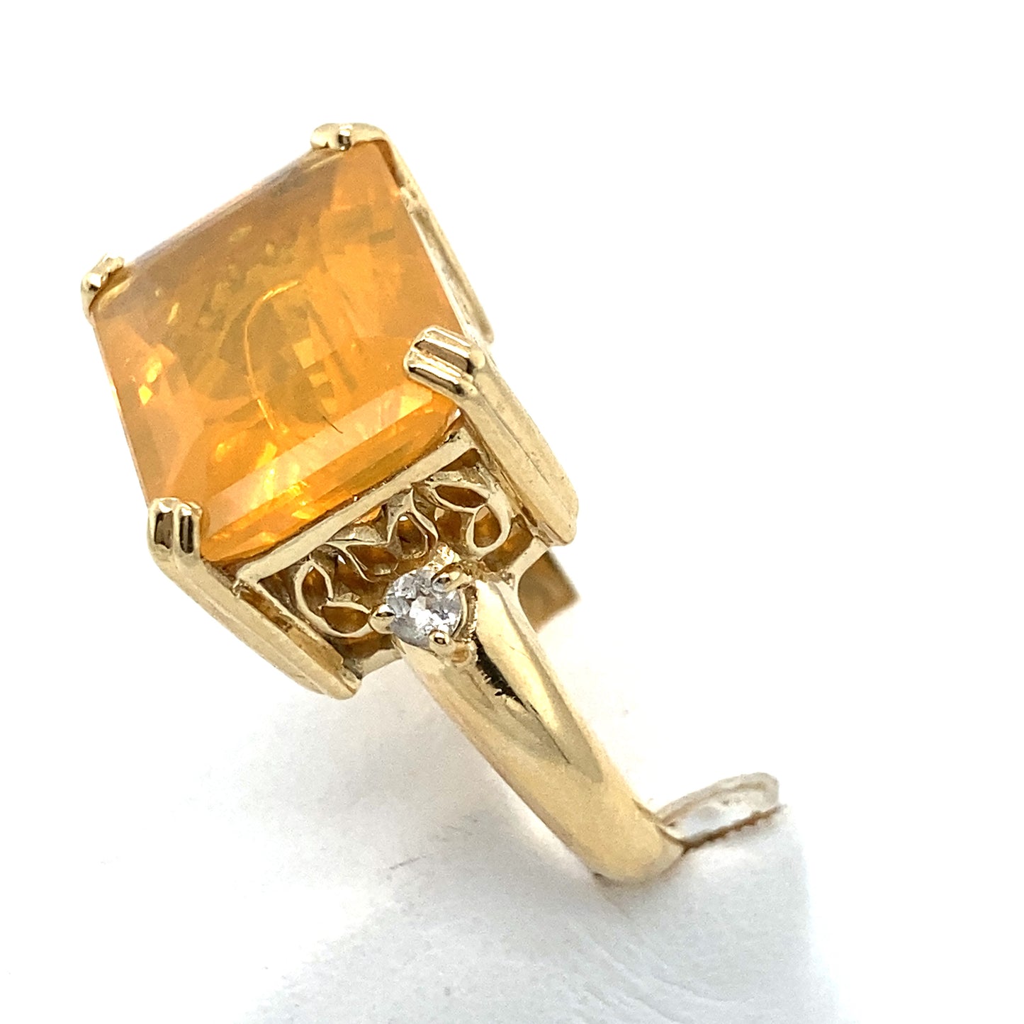 14K Yellow Gold Fire Opal Ring