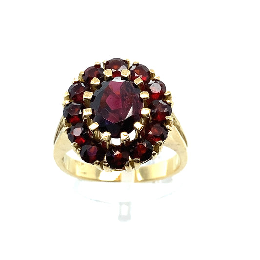 14K Yellow Gold Red Garnet Ring