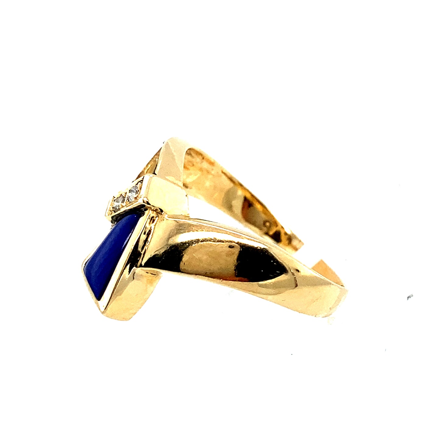 14K Yellow Gold Lapis and Diamond Ring
